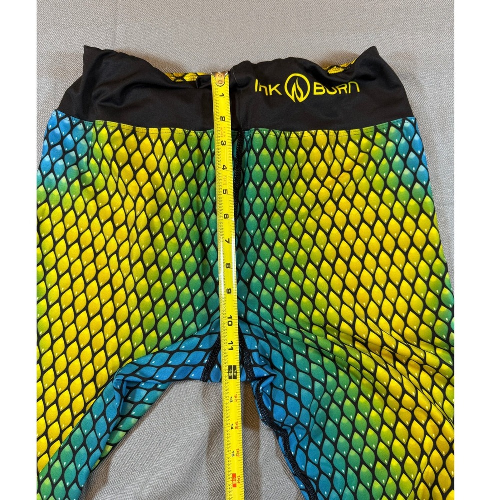 Ink Burn Dragon Scale Legging Green Yellow Blue Mermaid Athletic Yoga Pants 1347 - Picture 4 of 6